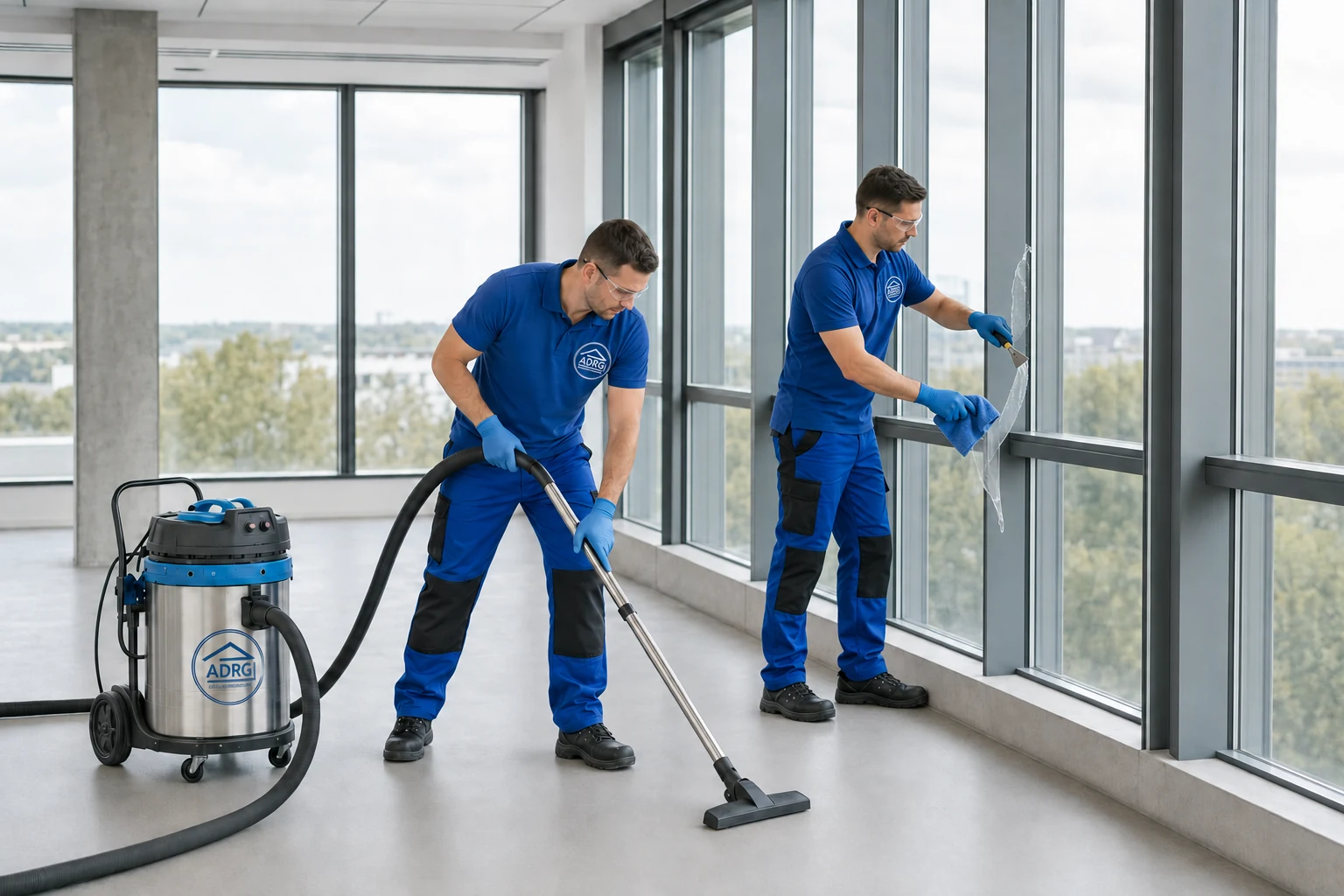 Professionelle Bauendreinigung ADRG Team bei der Bauendreinigung eines Innenraums